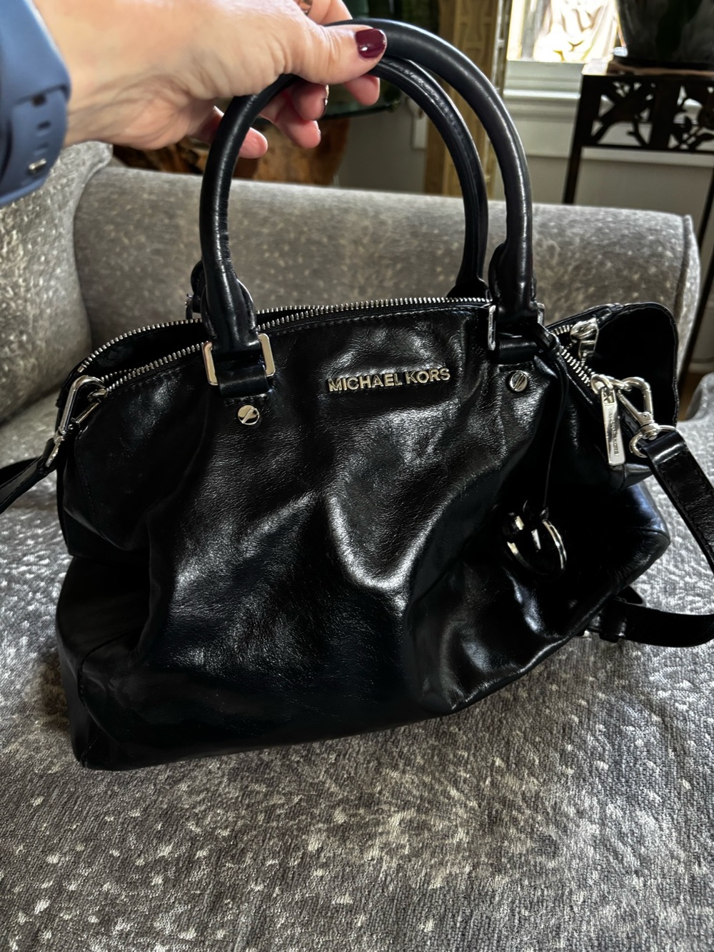 Michael Kors Black Leather Satchel Handbag